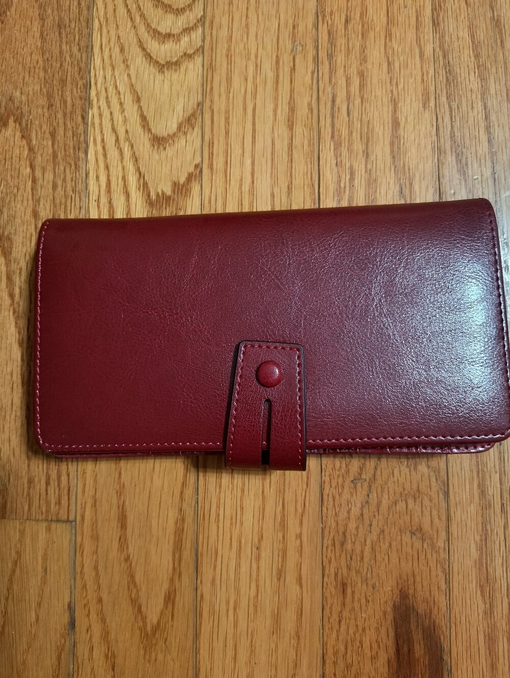 Bostanten burgundy red leather-like wallet and checkbook holder
